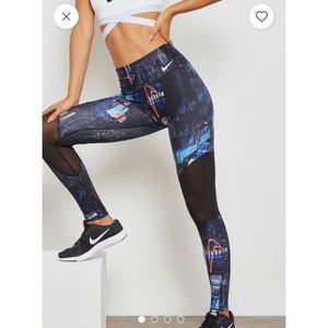 Nike Dri-Fit power victory print mesh tights leggings Medium